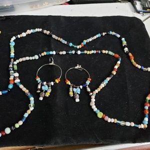 Beaded necklace and earring set